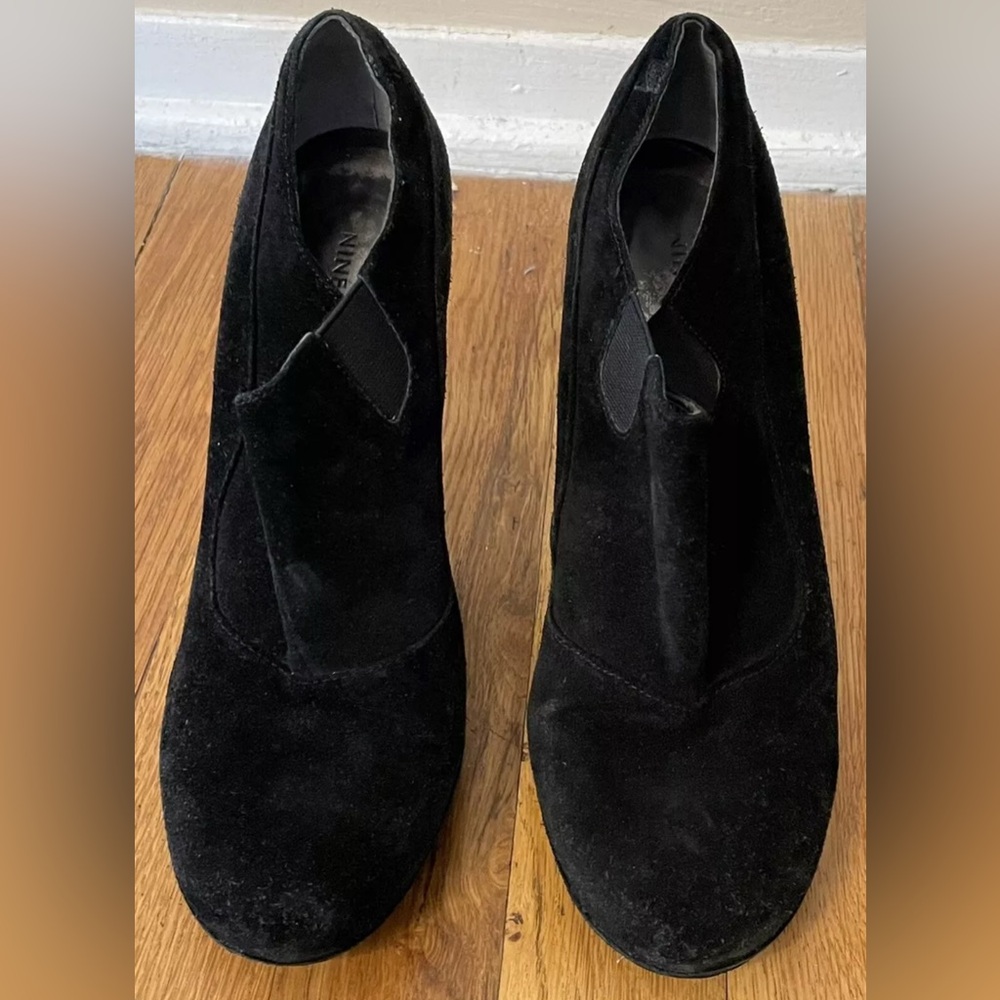 NINE WEST Alphabeats black suede platform boots booties 7.5 m